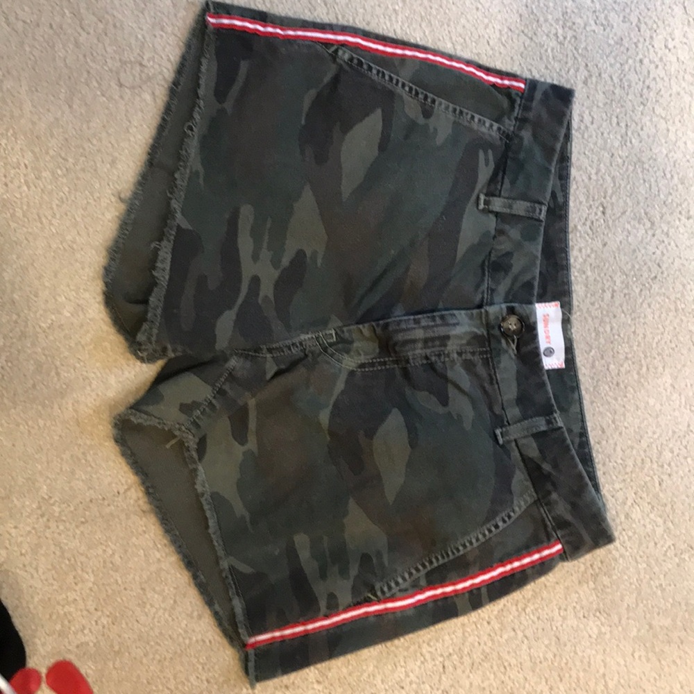 Sundry Camo Print Shorts with Red-White Stripe